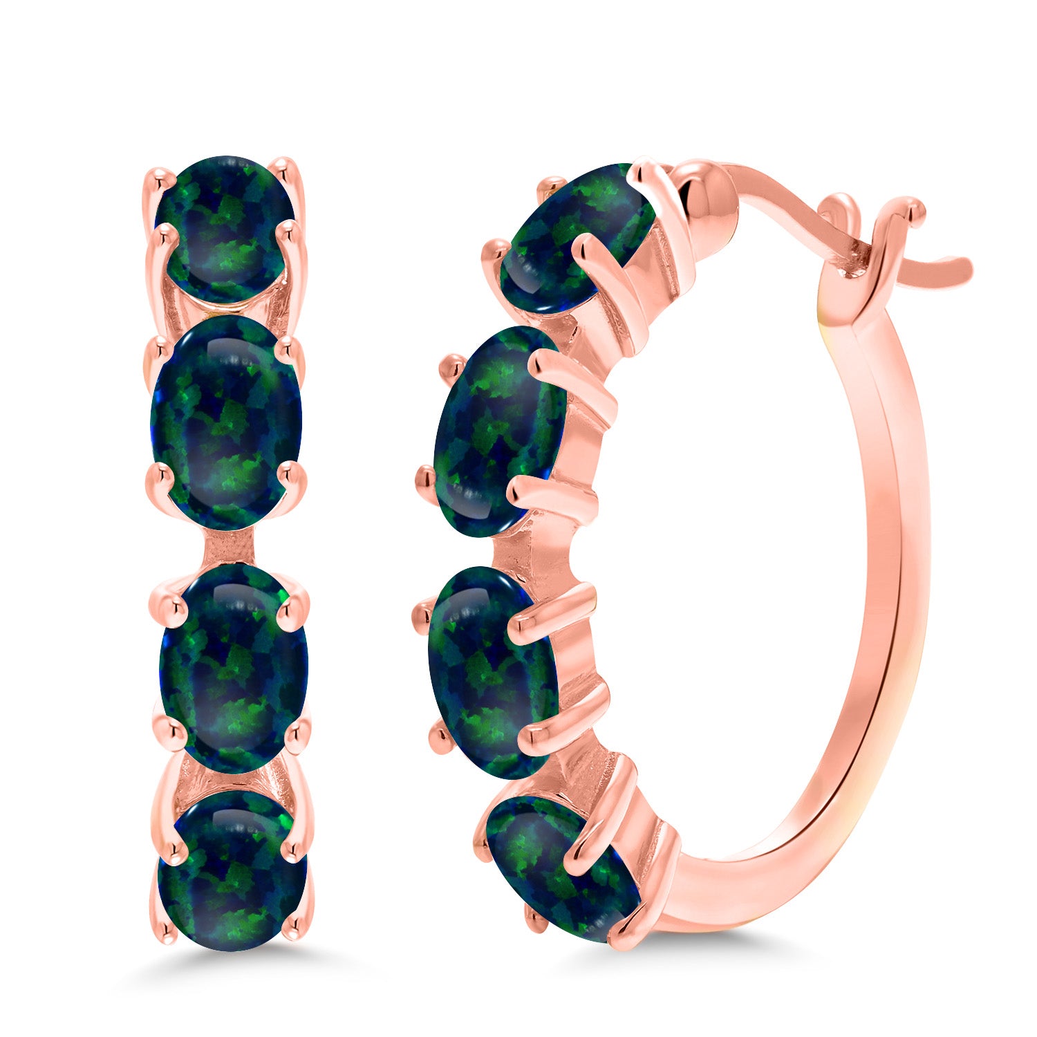 Green Opal - October_Earrings in 925 Rose Gold Plated Silver
