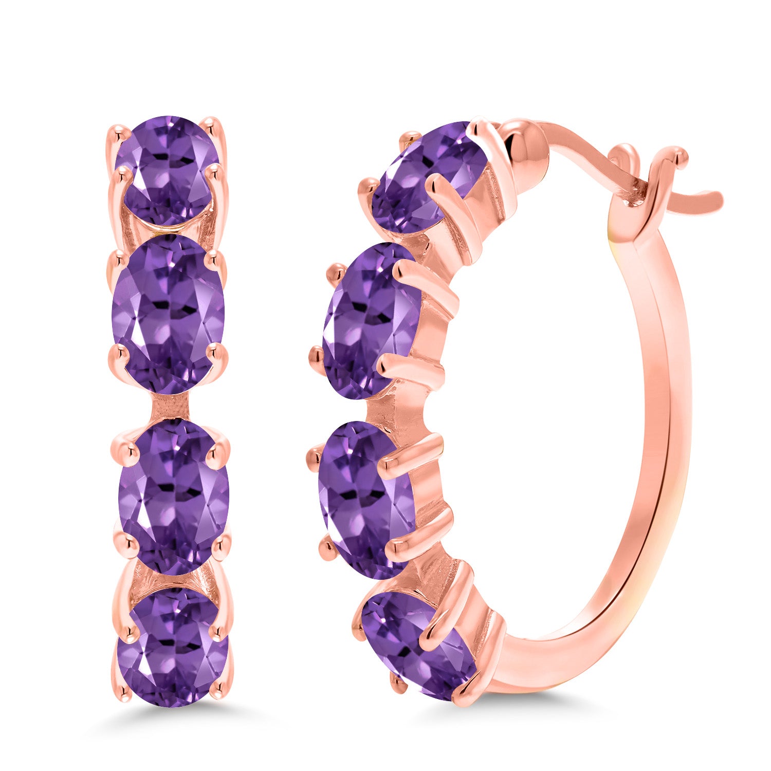 Amethyst - February_Earrings in 925 Rose Gold Plated Silver