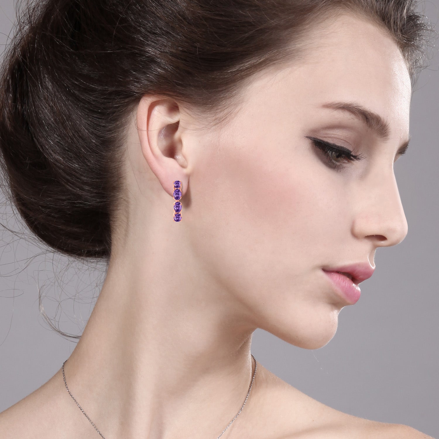 Amethyst - February_Earrings in 925 Rose Gold Plated Silver