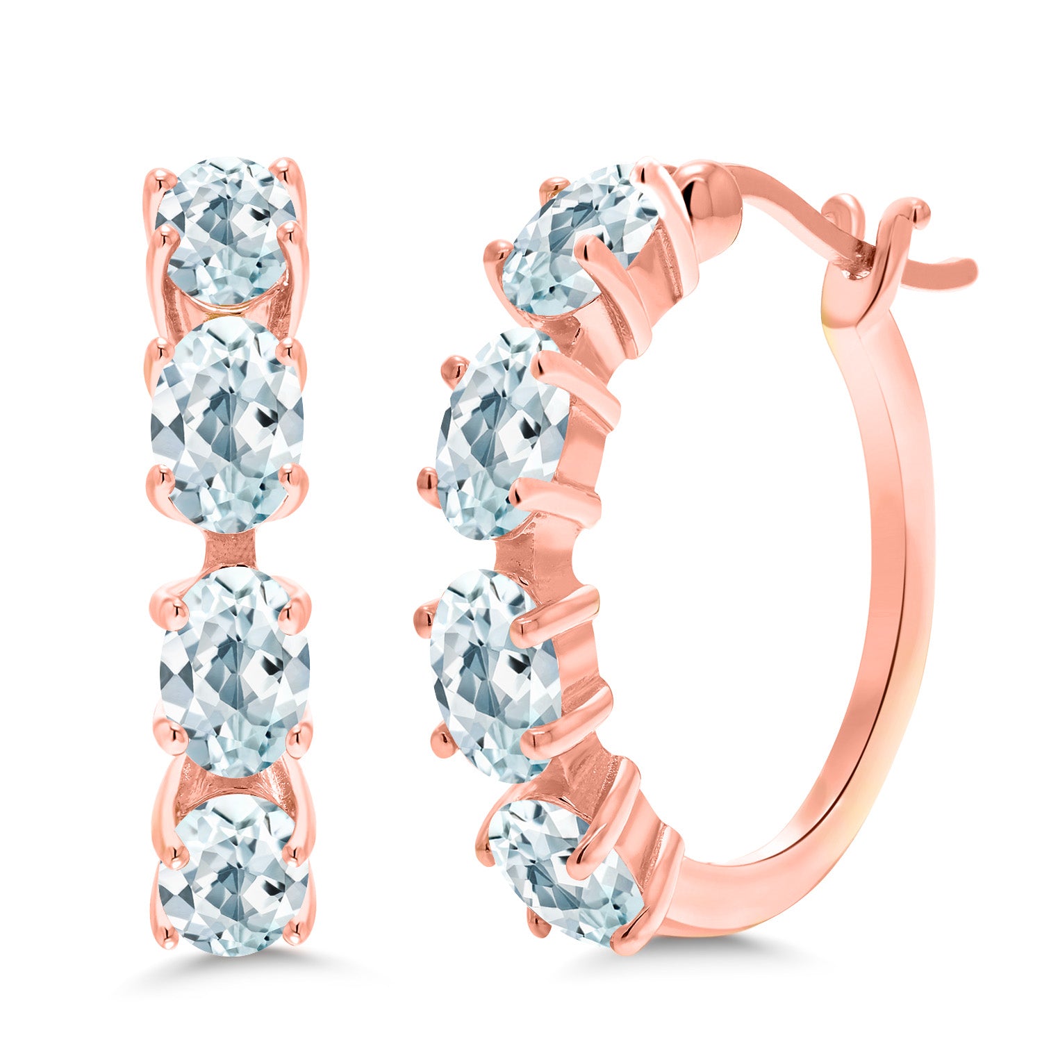 Aquamarine - March_Earrings in 925 Rose Gold Plated Silver