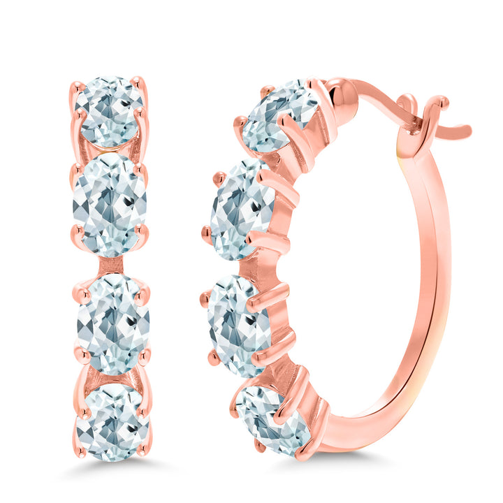 Aquamarine - March_Earrings in 925 Rose Gold Plated Silver