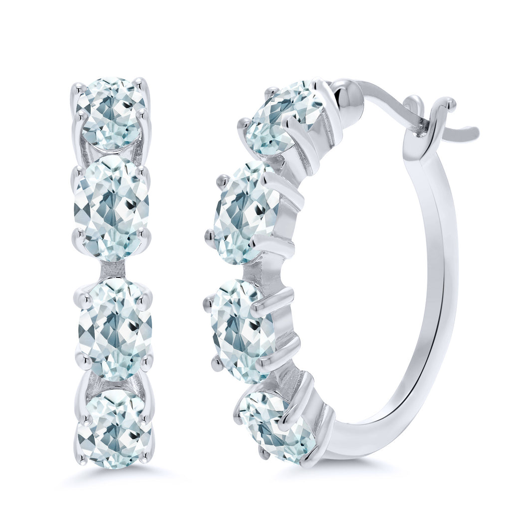 Aquamarine - March_Earrings in 925 Sterling Silver