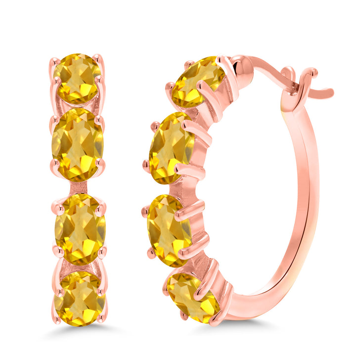 Citrine - November_Earrings in 925 Rose Gold Plated Silver