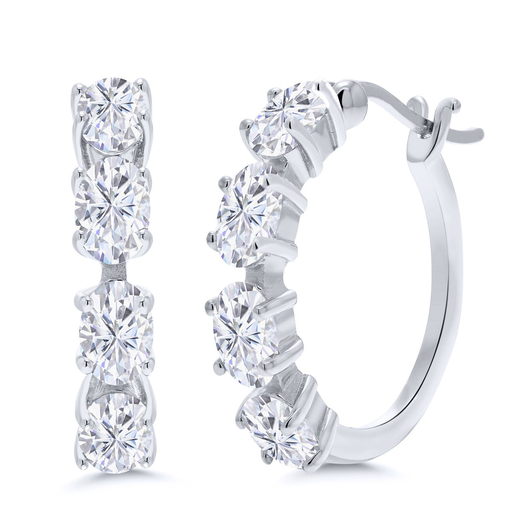 White Moissanite - April_Earrings in 925 Sterling Silver