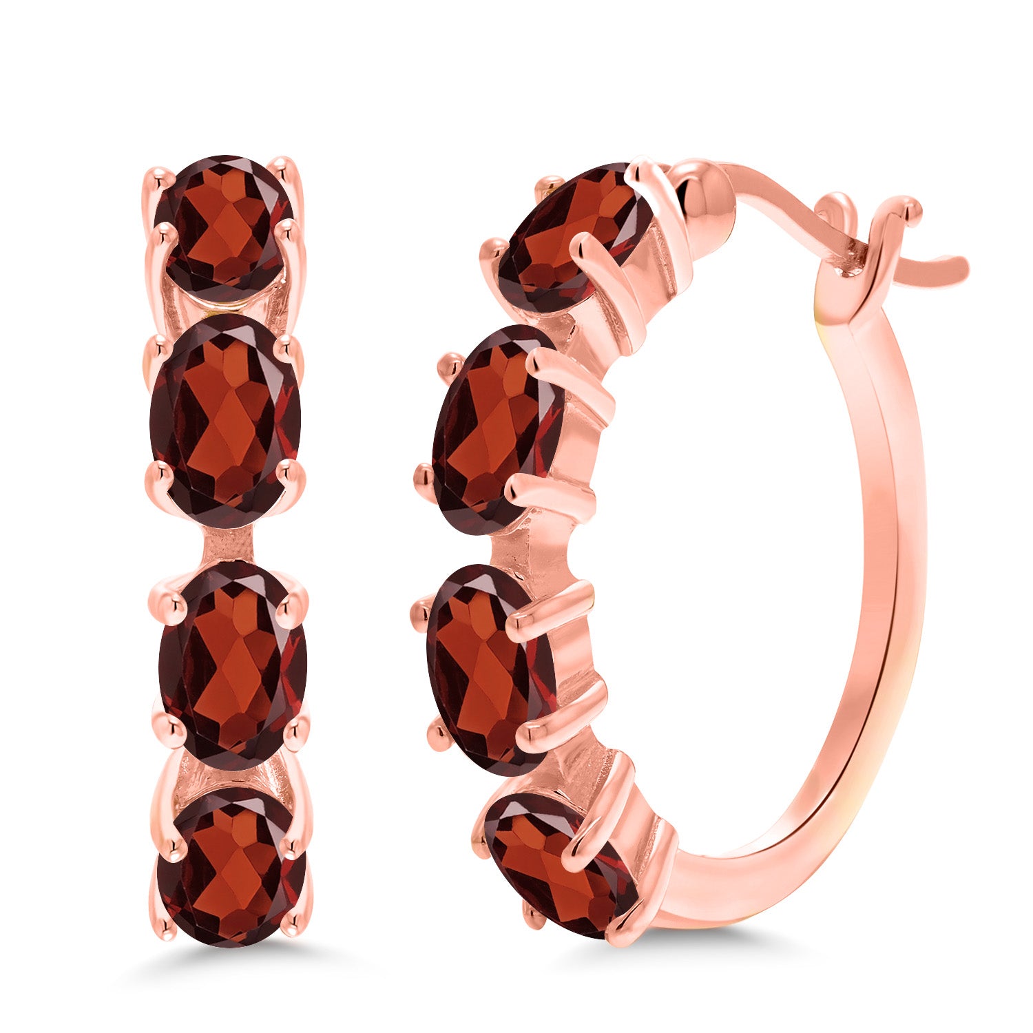 Garnet - January_Earrings in 925 Rose Gold Plated Silver
