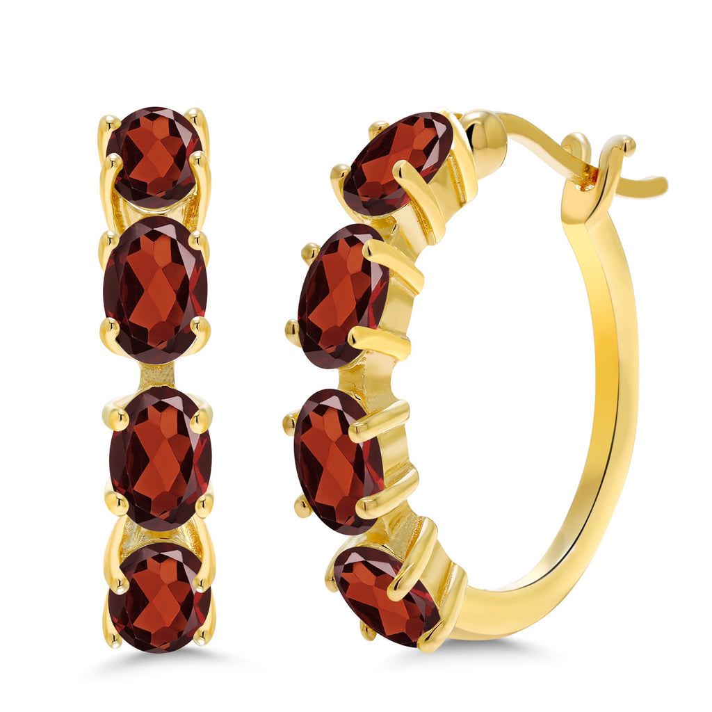 Garnet - January_Earrings in 925 Yellow Gold Plated Silver