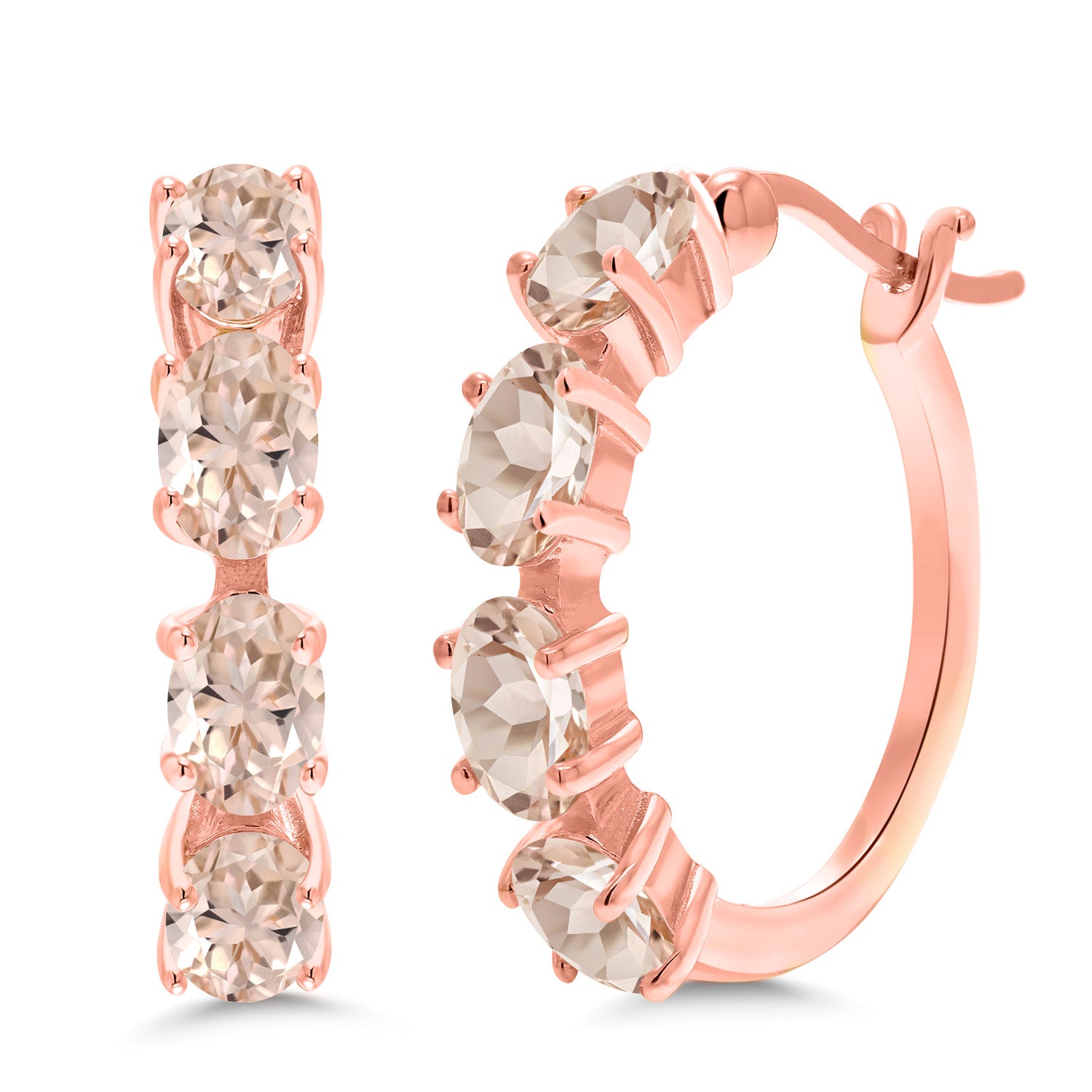 Morganite - October_Earrings in 925 Rose Gold Plated Silver