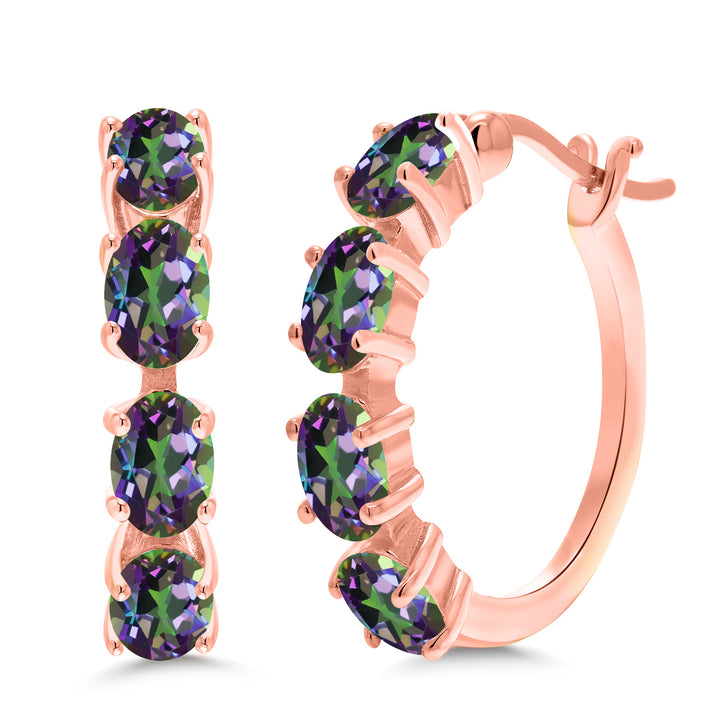Green Mystic Topaz_Earrings in 925 Rose Gold Plated Silver