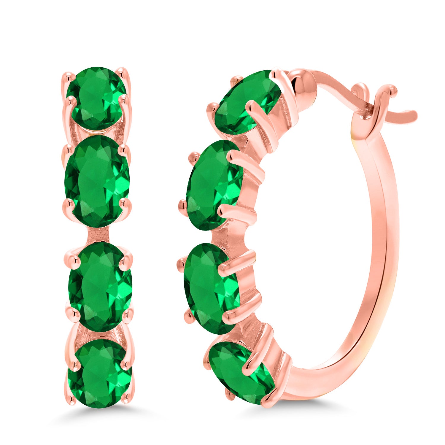 Nano Emerald - May_Earrings in 925 Rose Gold Plated Silver