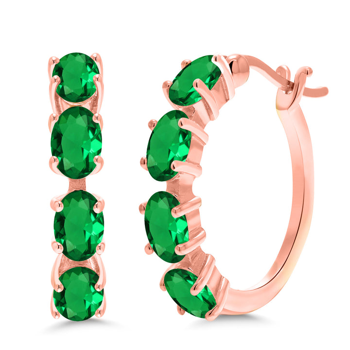Nano Emerald - May_Earrings in 925 Rose Gold Plated Silver