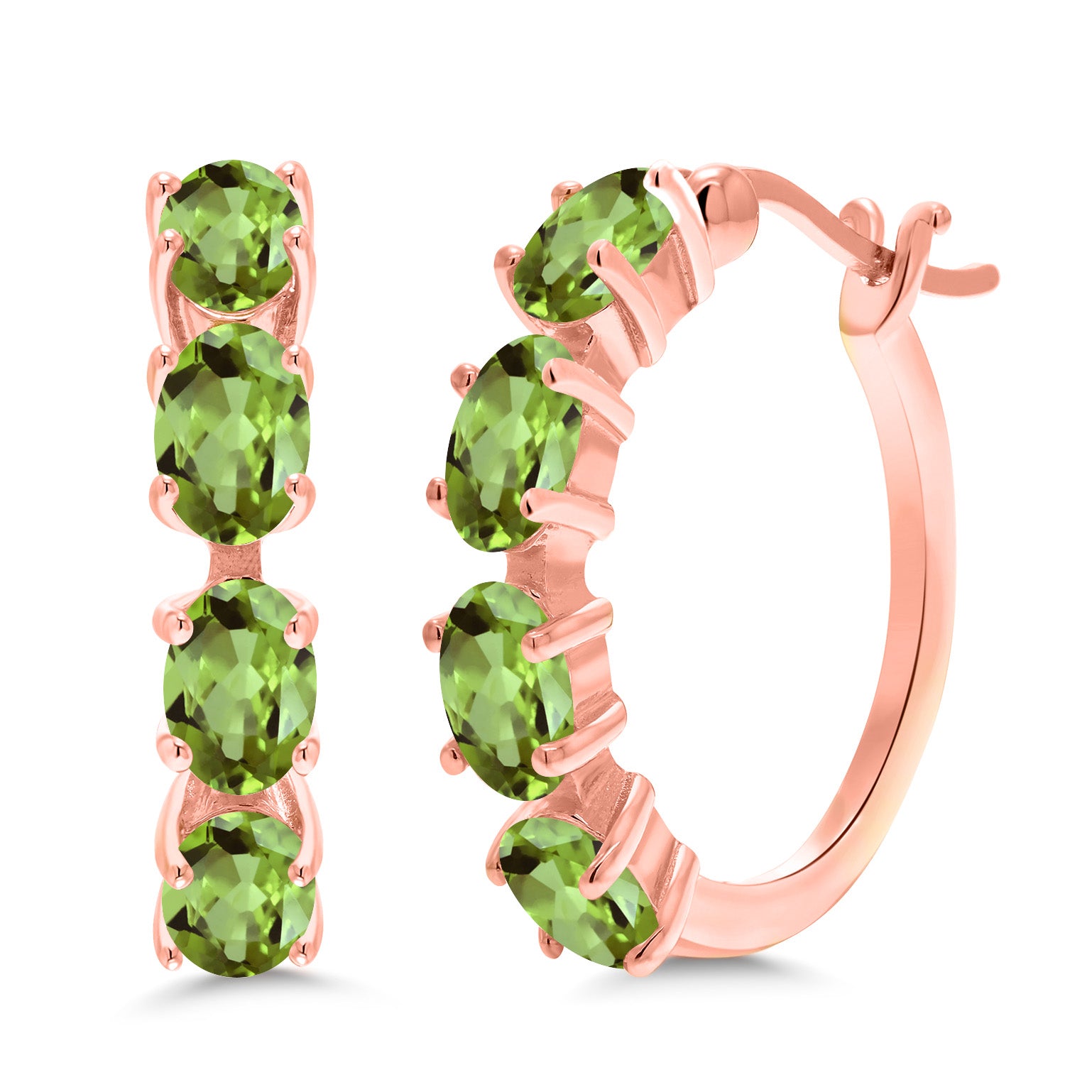 Peridot - August_Earrings in 925 Rose Gold Plated Silver