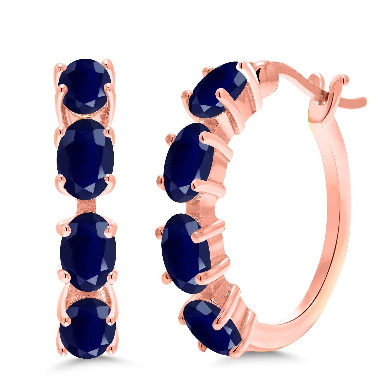 Blue Sapphire - September_Earrings in 925 Rose Gold Plated Silver