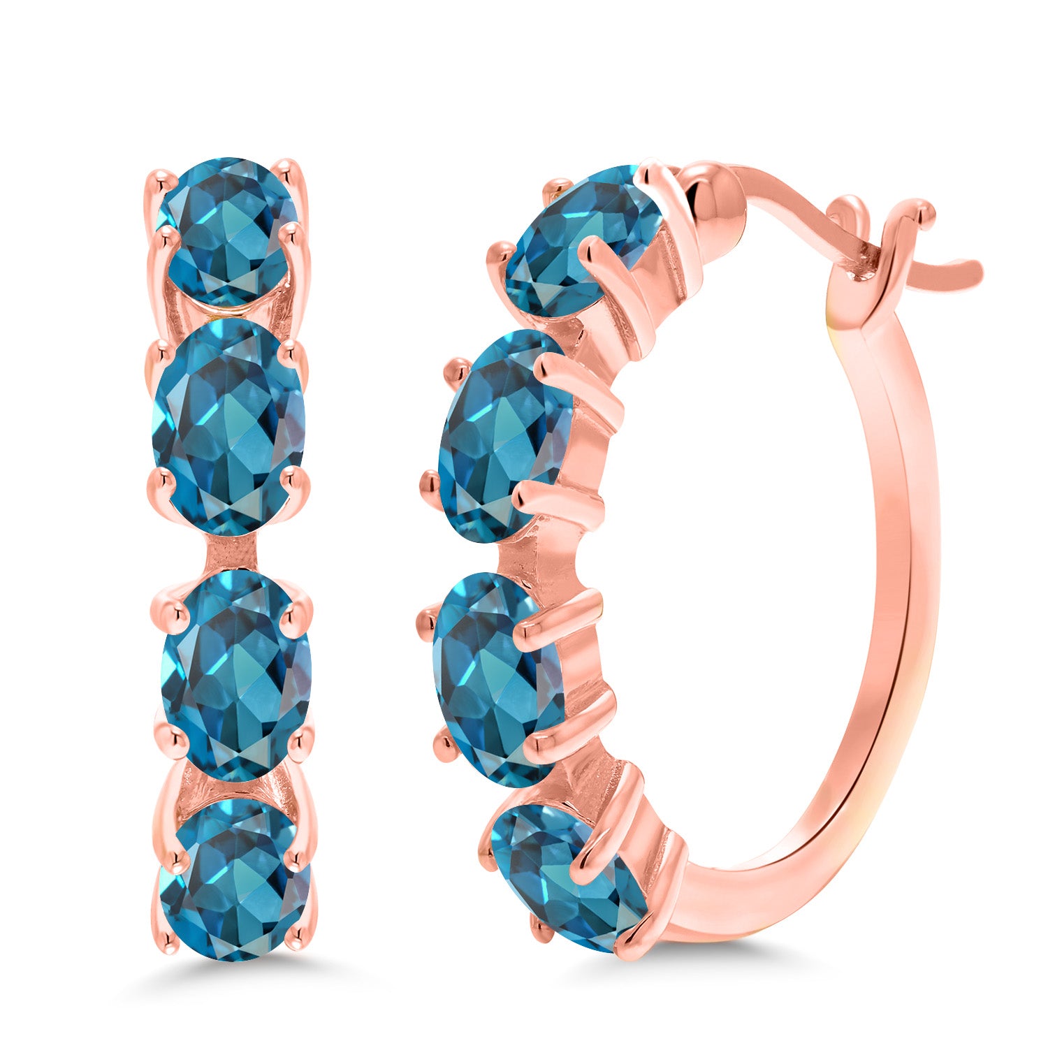 London Blue Topaz - November_Earrings in 925 Rose Gold Plated Silver