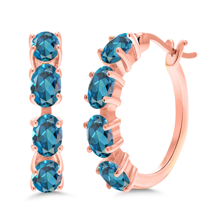 London Blue Topaz - November_Earrings in 925 Rose Gold Plated Silver