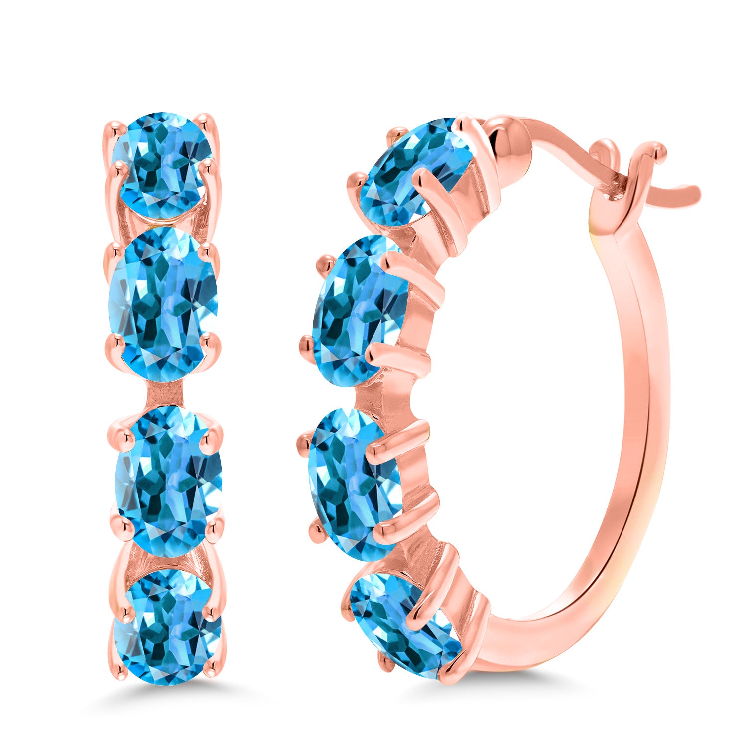 Swiss Blue Topaz - November_Earrings in 925 Rose Gold Plated Silver