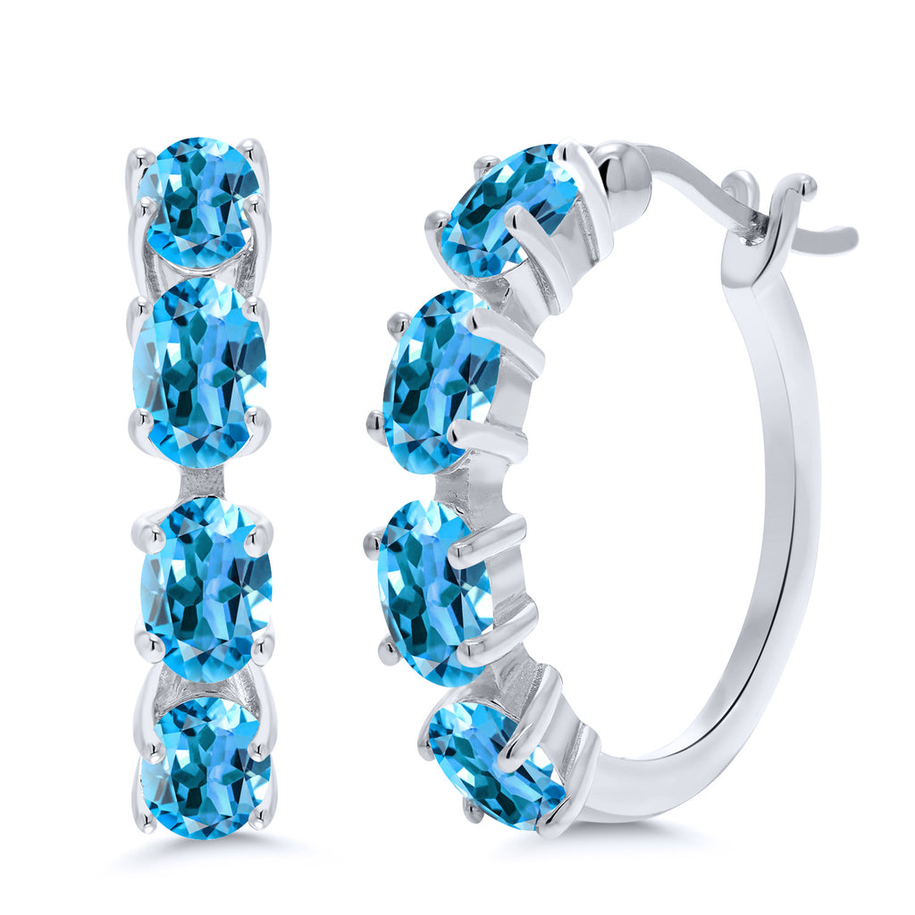 Swiss Blue Topaz - November_Earrings in 925 Sterling Silver