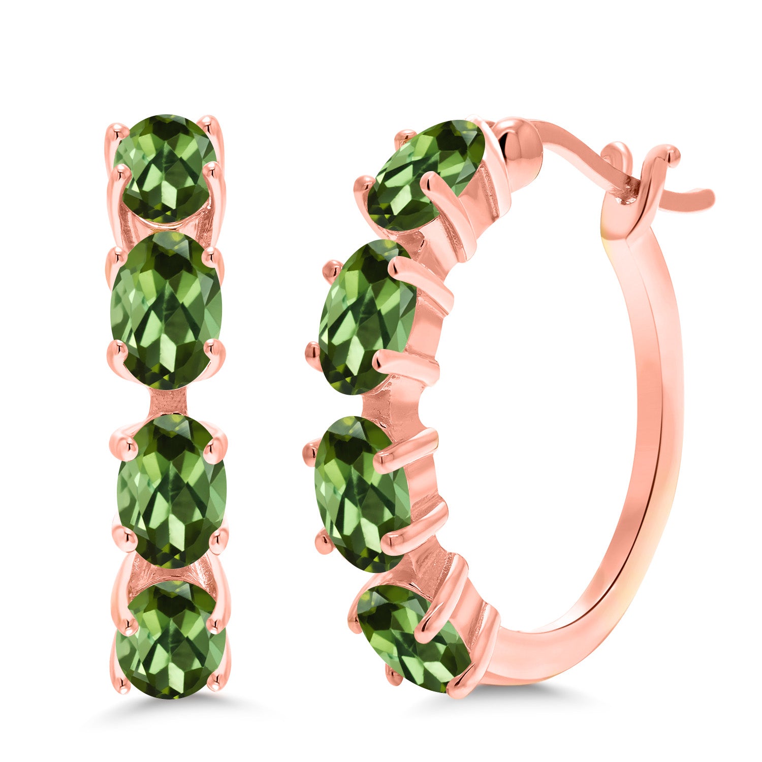 Green Tourmaline - October_Earrings in 925 Rose Gold Plated Silver