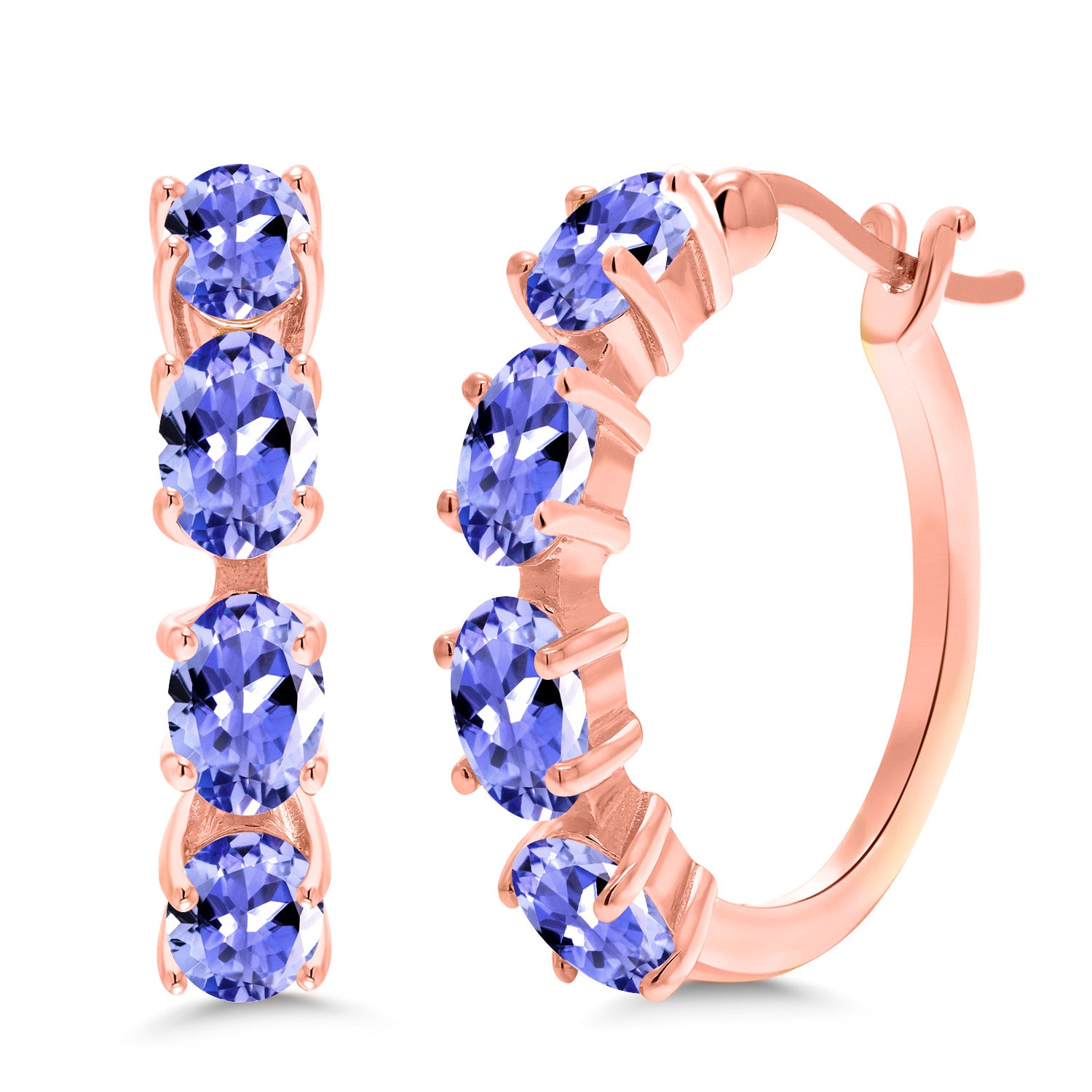 Tanzanite - December_Earrings in 925 Rose Gold Plated Silver