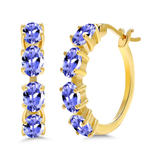 Tanzanite - December_Earrings in 925 Yellow Gold Plated Silver