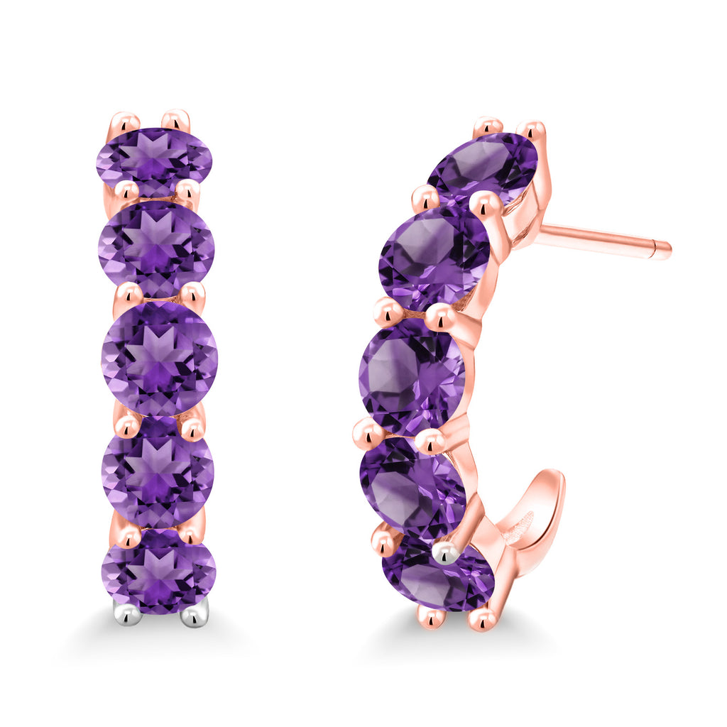 Amethyst - February_925 Rose Gold Plated Silver_Earrings in 925 Rose Gold Plated Silver