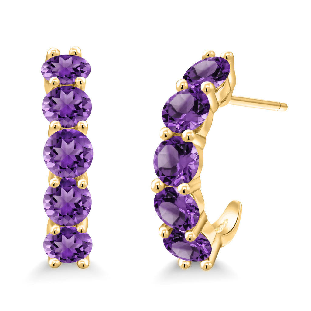 Amethyst - February_925 Yellow Gold Plated Silver_Earrings in 925 Yellow Gold Plated Silver