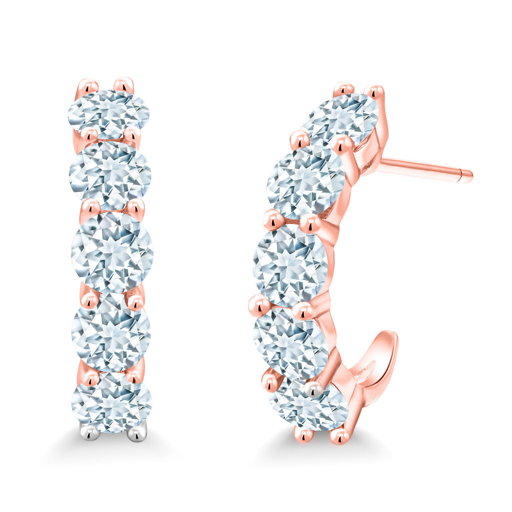 Aquamarine - March_925 Rose Gold Plated Silver_Earrings in 925 Rose Gold Plated Silver