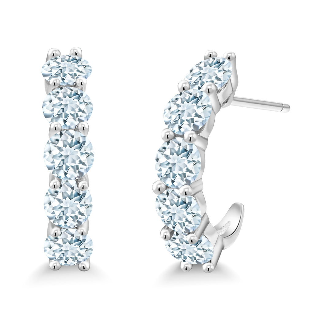 Aquamarine - March_925 Sterling Silver_Earrings in 925 Sterling Silver