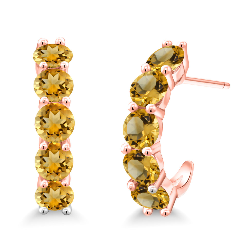 Citrine - November_925 Rose Gold Plated Silver_Earrings in 925 Rose Gold Plated Silver