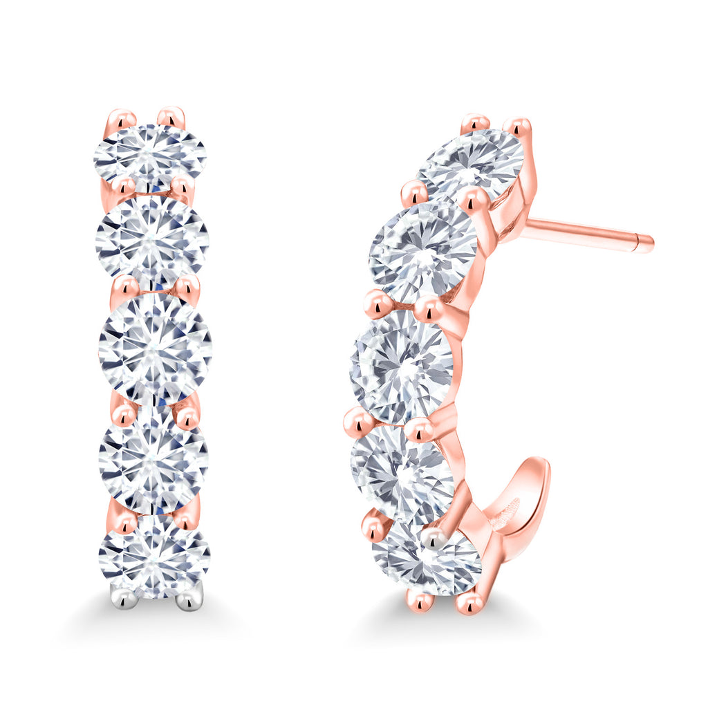 White Moissanite - April_925 Rose Gold Plated Silver_Earrings in 925 Rose Gold Plated Silver