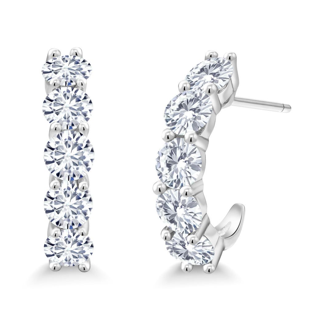 White Moissanite - April_925 Sterling Silver_Earrings in 925 Sterling Silver