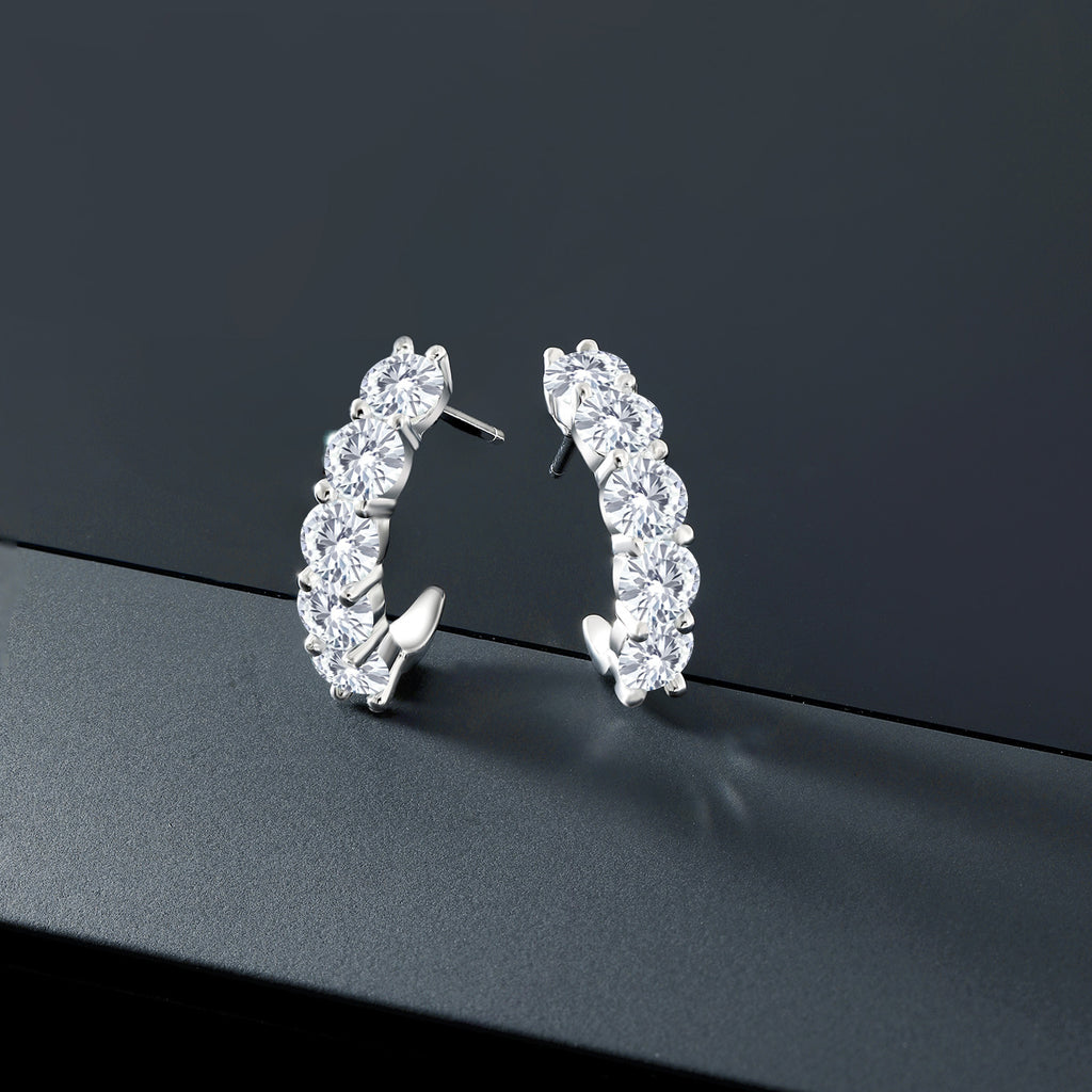 White Moissanite - April_925 Sterling Silver_Earrings in 925 Sterling Silver