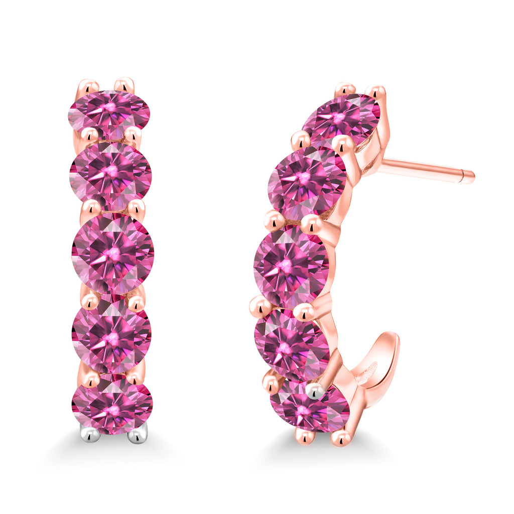 Pink Moissanite - April_925 Rose Gold Plated Silver_Earrings in 925 Rose Gold Plated Silver