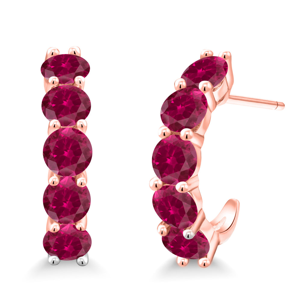 Created Ruby - July_925 Rose Gold Plated Silver_Earrings in 925 Rose Gold Plated Silver