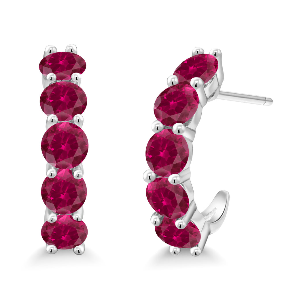 Created Ruby - July_925 Sterling Silver_Earrings in 925 Sterling Silver