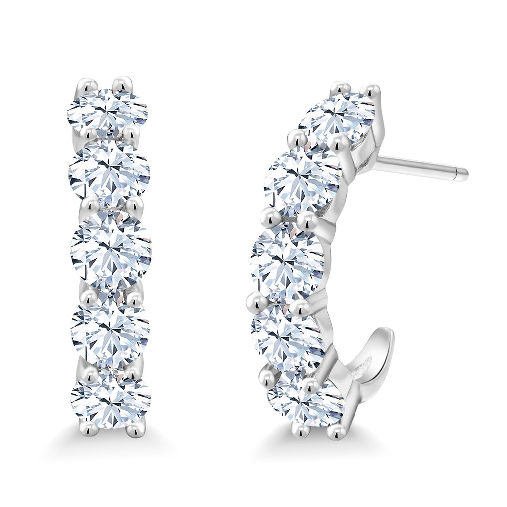White Zirconia_925 Sterling Silver_Earrings in 925 Sterling Silver