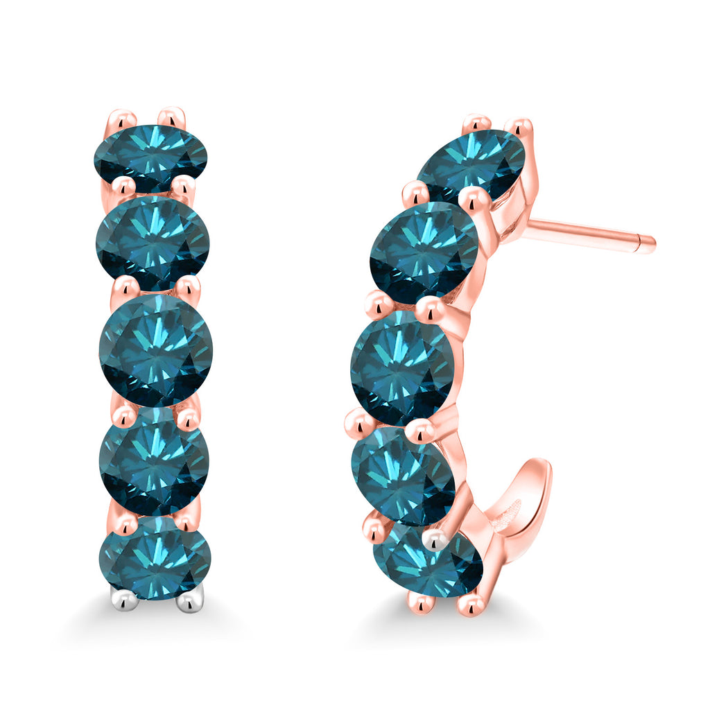 Blue Diamond - April_925 Rose Gold Plated Silver_Earrings in 925 Rose Gold Plated Silver