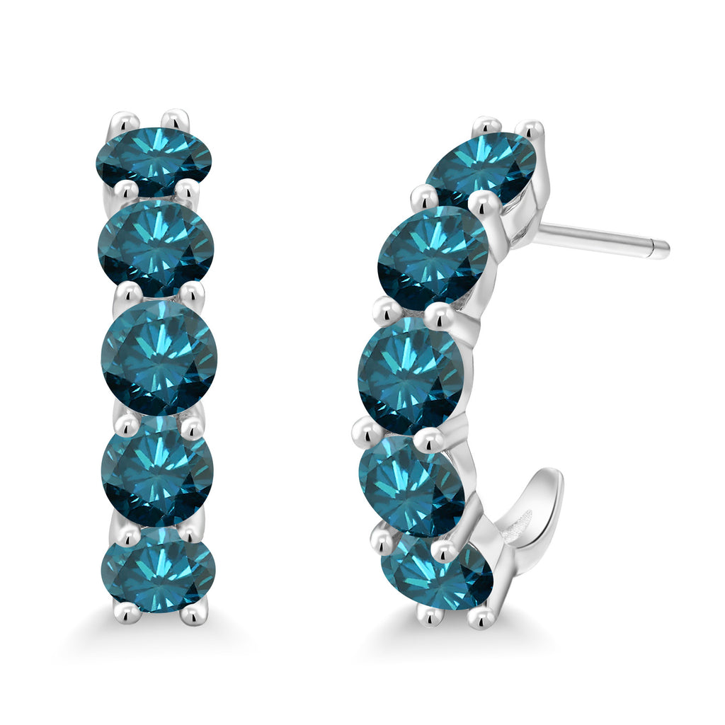 Blue Diamond - April_925 Sterling Silver_Earrings in 925 Sterling Silver