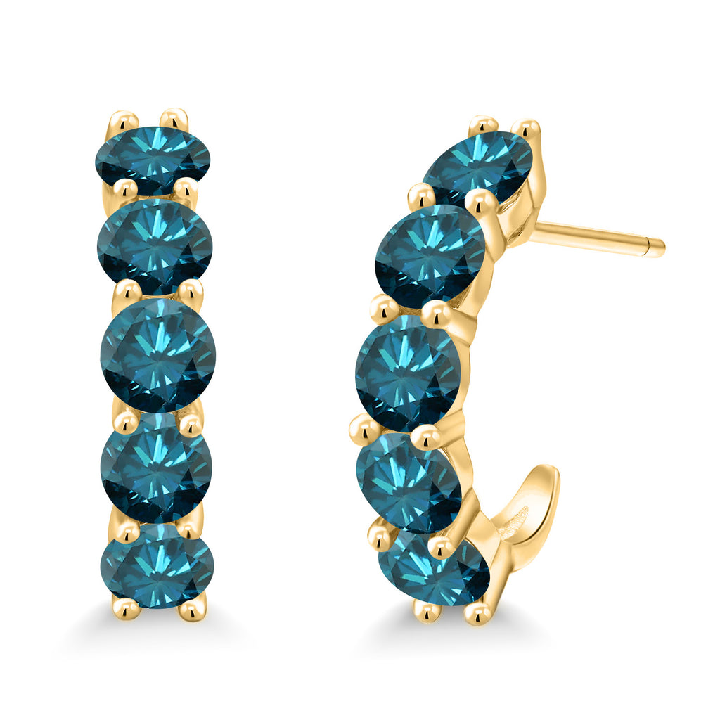 Blue Diamond - April_925 Yellow Gold Plated Silver_Earrings in 925 Yellow Gold Plated Silver