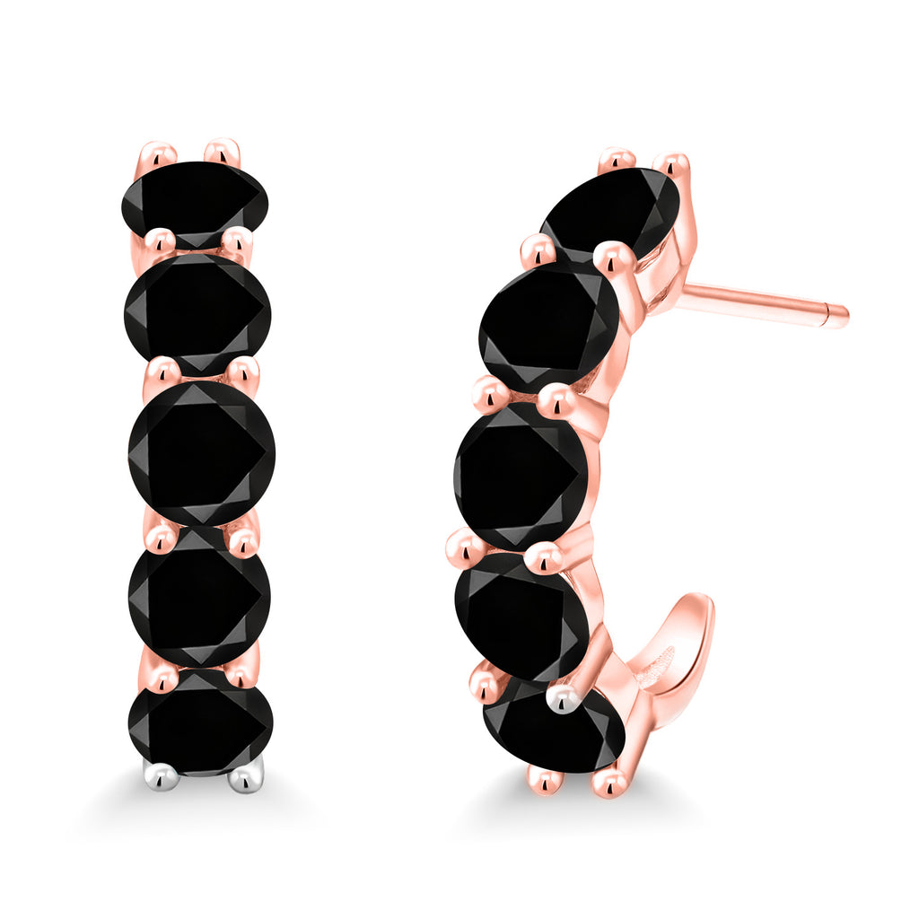 Black Diamond - April_925 Rose Gold Plated Silver_Earrings in 925 Rose Gold Plated Silver