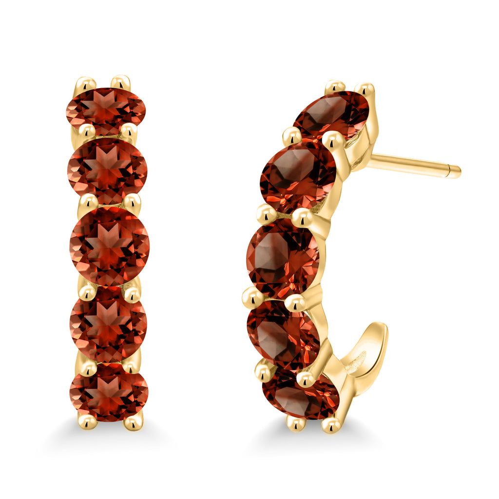 Garnet - January_925 Yellow Gold Plated Silver_Earrings in 925 Yellow Gold Plated Silver