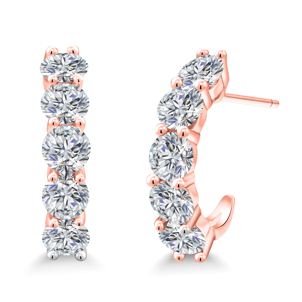 White Lab Grown Diamond - April_925 Rose Gold Plated Silver_Earrings in 925 Rose Gold Plated Silver