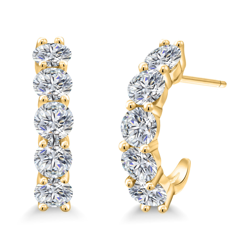 White Lab Grown Diamond - April_925 Yellow Gold Plated Silver_Earrings in 925 Yellow Gold Plated Silver