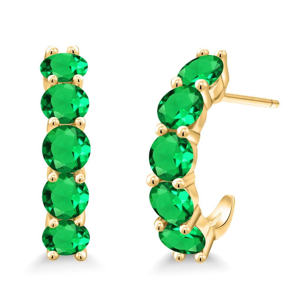 Nano Emerald - May_925 Yellow Gold Plated Silver_Earrings in 925 Yellow Gold Plated Silver