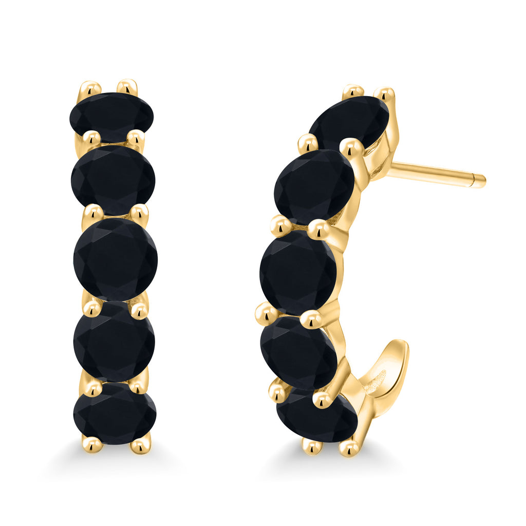 Onyx - December_925 Yellow Gold Plated Silver_Earrings in 925 Yellow Gold Plated Silver