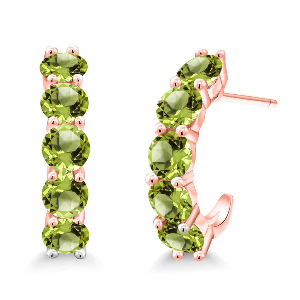 Peridot - August_925 Rose Gold Plated Silver_Earrings in 925 Rose Gold Plated Silver