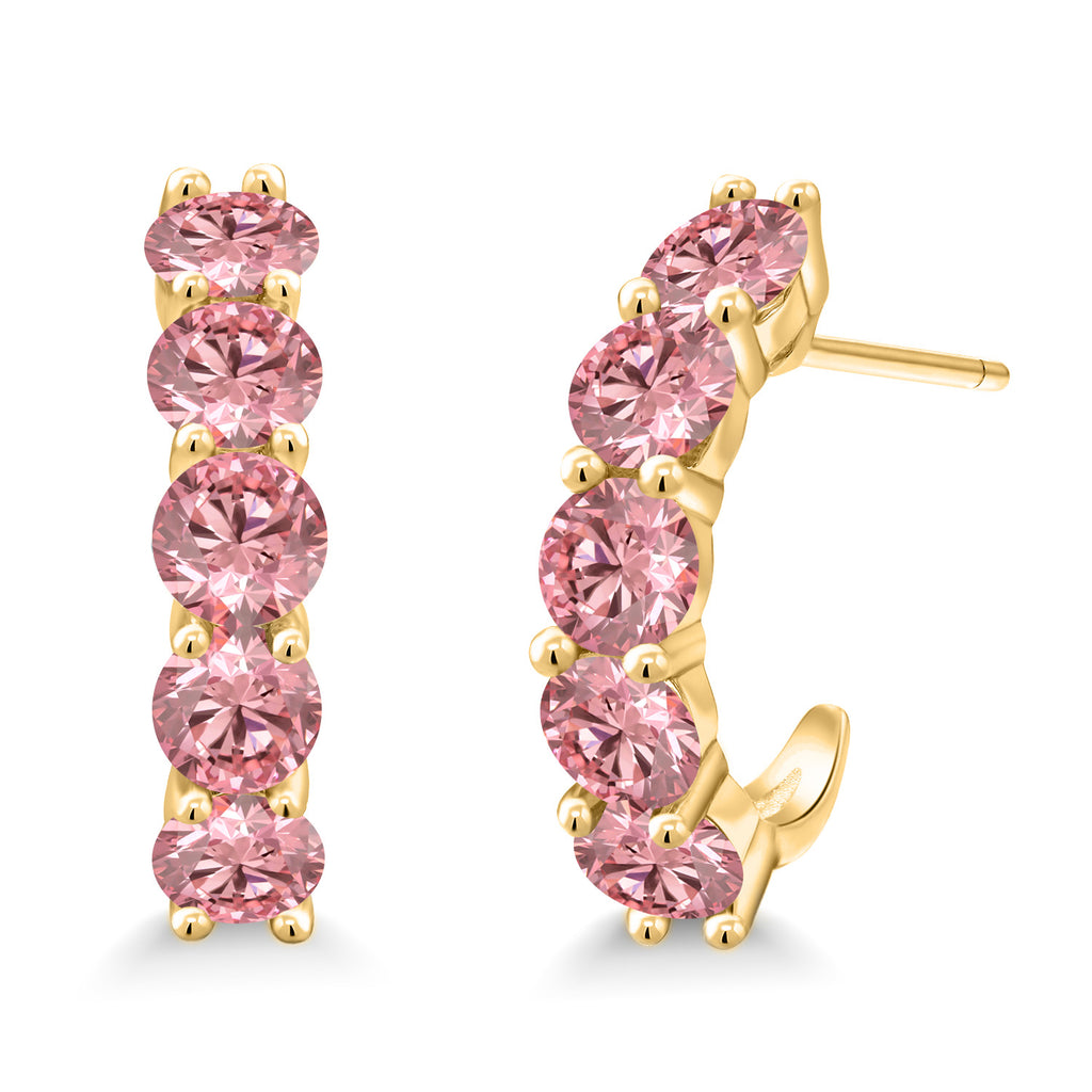 Pink_925 Yellow Gold Plated Silver_Earrings in 925 Yellow Gold Plated Silver