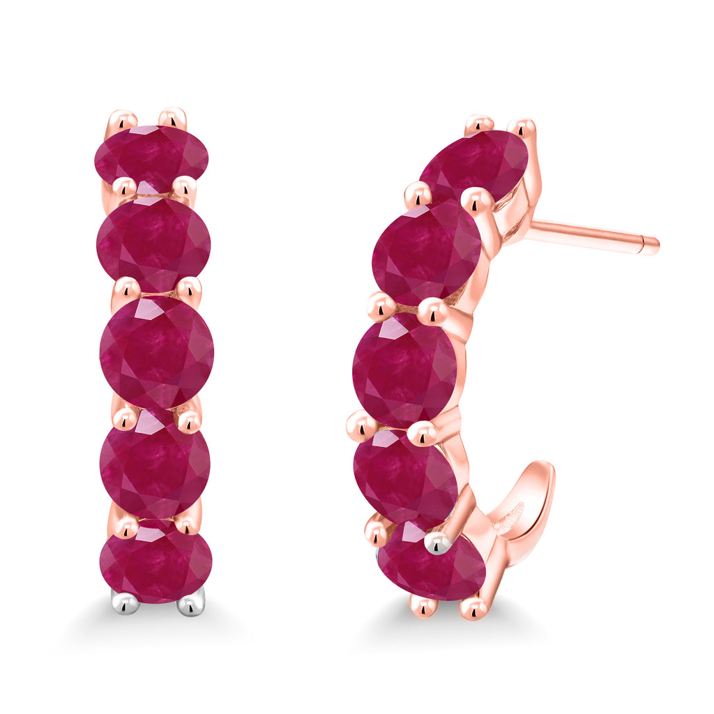 Ruby - July_925 Rose Gold Plated Silver_Earrings in 925 Rose Gold Plated Silver