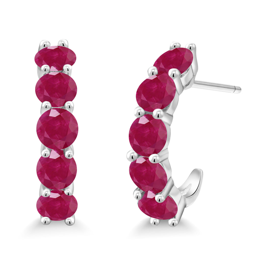 Ruby - July_925 Sterling Silver_Earrings in 925 Sterling Silver