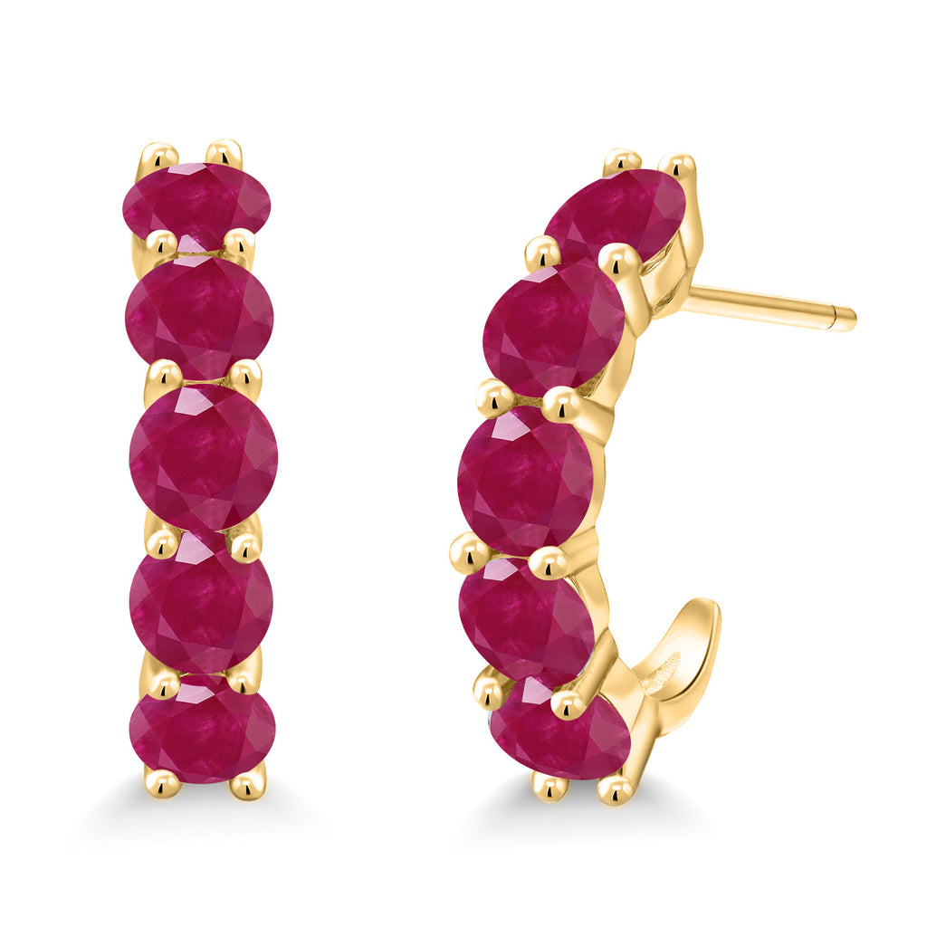 Ruby - July_925 Yellow Gold Plated Silver_Earrings in 925 Yellow Gold Plated Silver