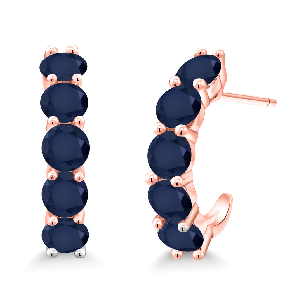 Blue Sapphire - September_925 Rose Gold Plated Silver_Earrings in 925 Rose Gold Plated Silver